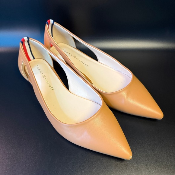 Tommy‎ Hilfiger Pointed Toe D'orsay Flats Striped Heel Detail Size 8M - Picture 1 of 6
